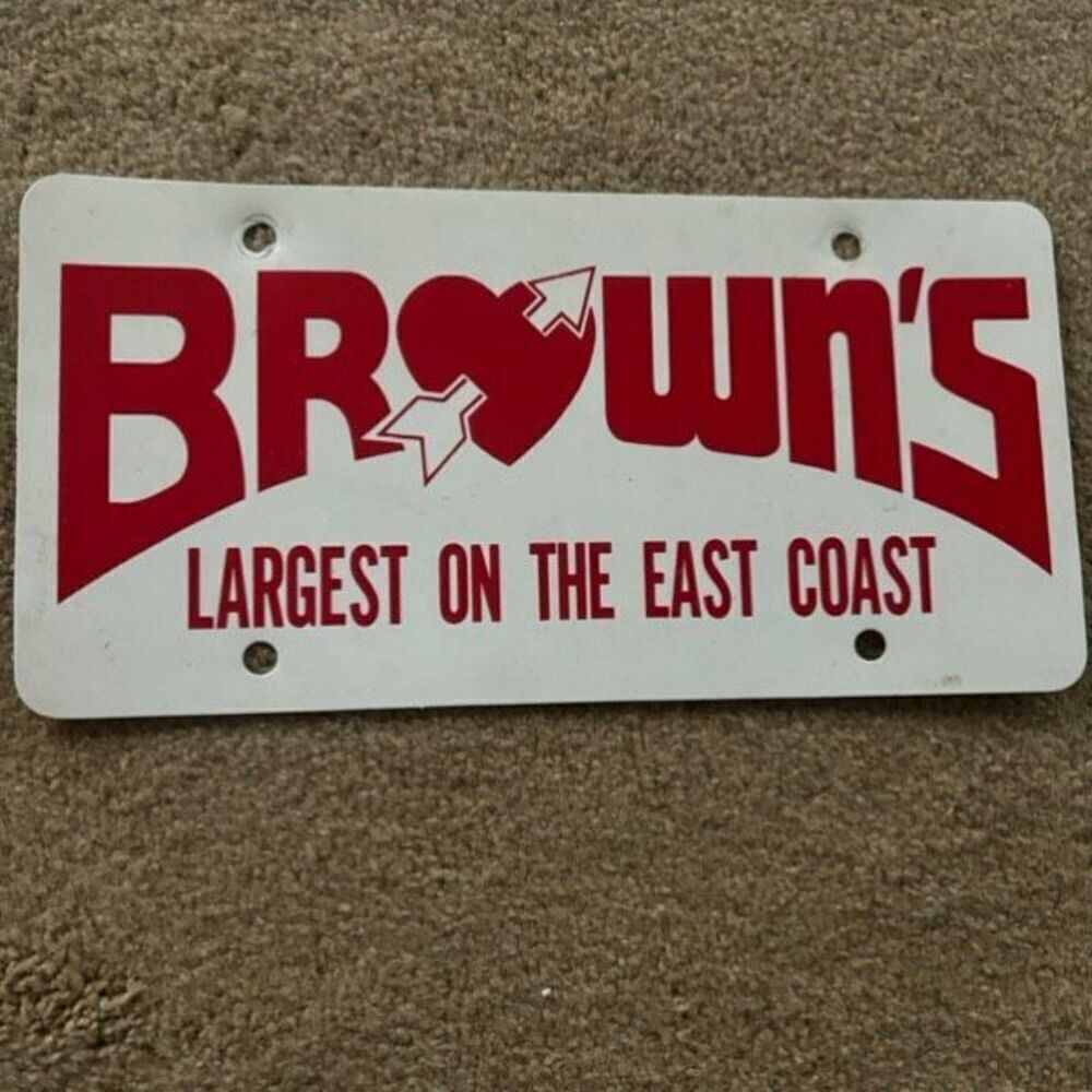 Brown’s Largest On The East Coast Plastic Booster License Plate